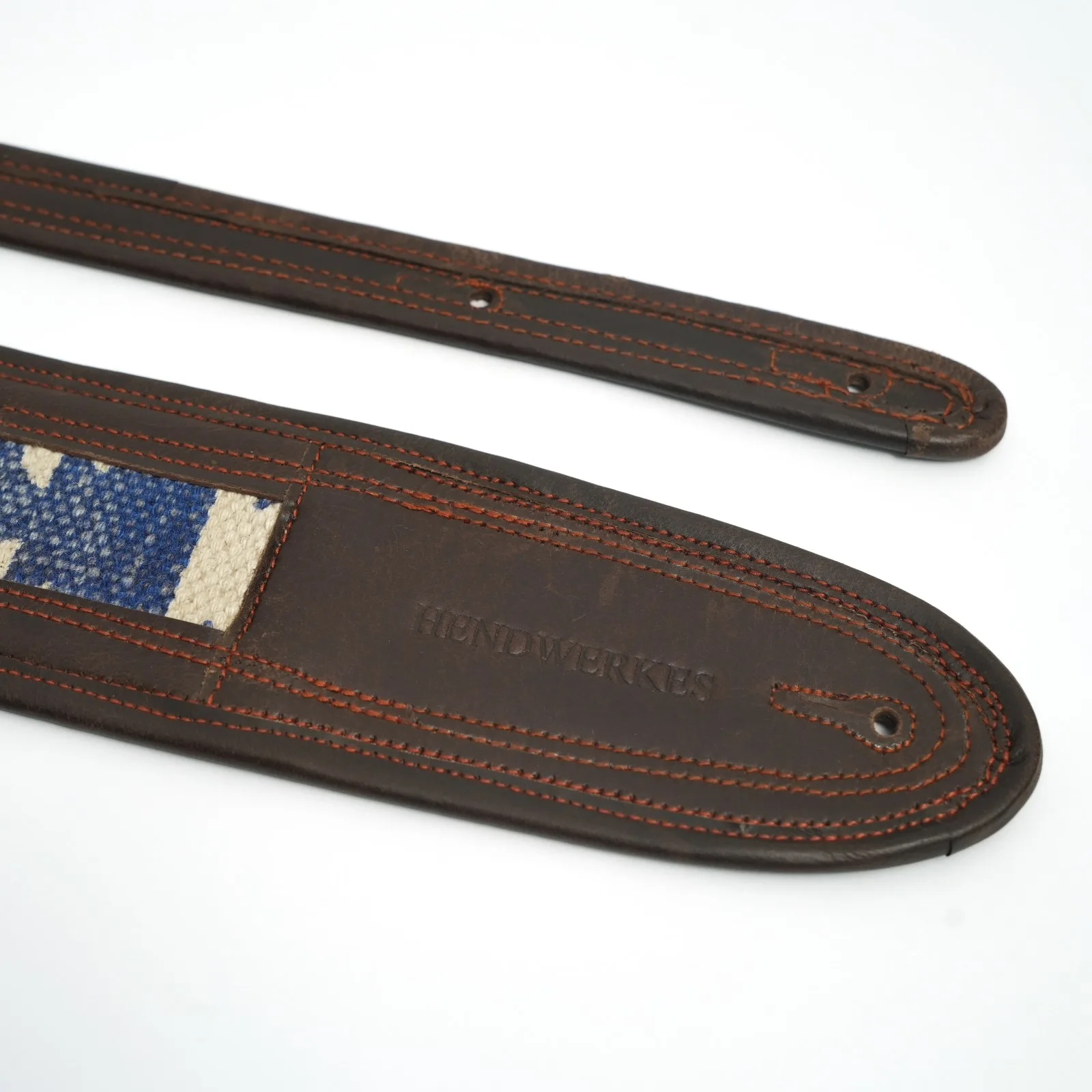 Indigo Weave Leather Guitar Strap — Dark Brown